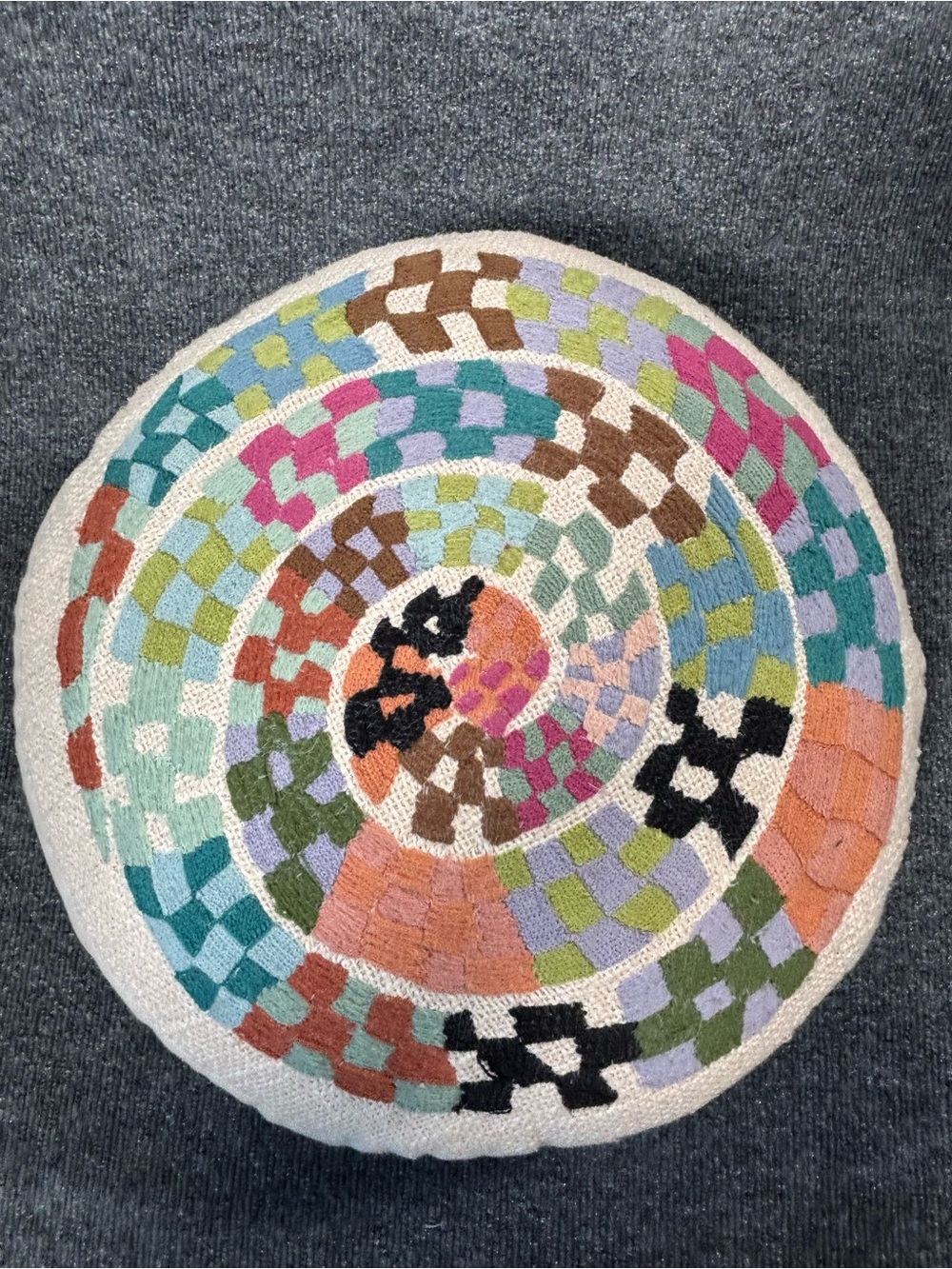 Multicolor Round Hooked Pillow - Home Accents